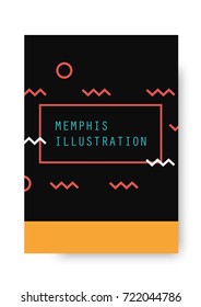 black geometric memphis background or cover. vector illustration

