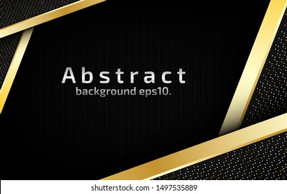 Black geometric modern concept background Gold overlay with abstract style for illustration design template