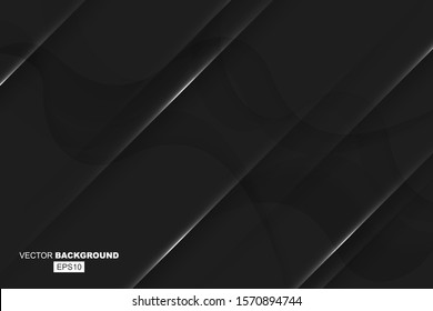 Black Geometric Modern Fluid Background Composition with Gradients, Shadows and Lights