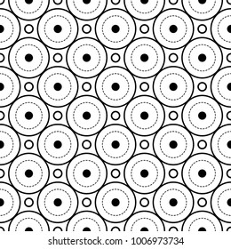 Black geometric ornament on white background. Seamless pattern for web, textile and wallpapers