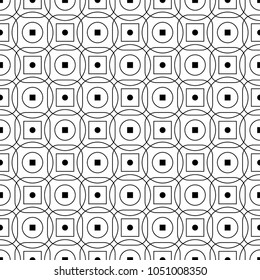 Black geometric ornament on white background. Seamless pattern for web, textile and wallpapers