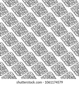Black geometric ornament on white background. Seamless pattern for web, textile and wallpapers