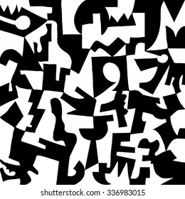 black geometric pattern of abstract flat shapes