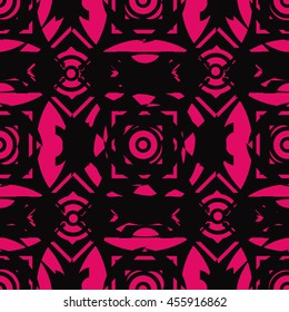 Black geometric patterns on the background color Magenta