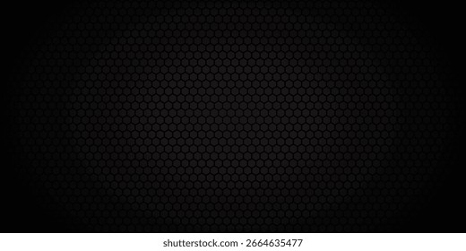 Fondo de polígonos geométricos negros, símbolo de hexágono, Fondo de pantalla metálico negro abstracto. Ilustración vectorial