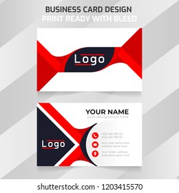 Black geometric and red business card