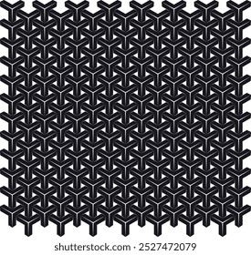 Black geometric seamless pattern. Abstract  geometric in black and white vector, abstract seamless geometric Y grid pattern, Seamless texture pattern. Seamless pattern of gray blocks.