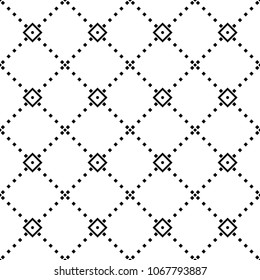 Black geometric seamless pattern on white background. Ornament for web, textile and wallpapers