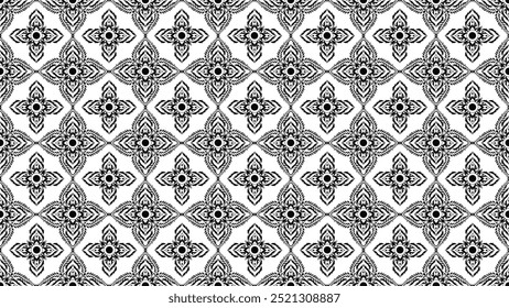 Black geometric seamless pattern for textiles, book covers, fabric patterns, pillow cases, curtain patterns.