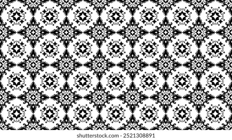 Black geometric seamless pattern for textiles, book covers, fabric patterns, pillow cases, curtain patterns.