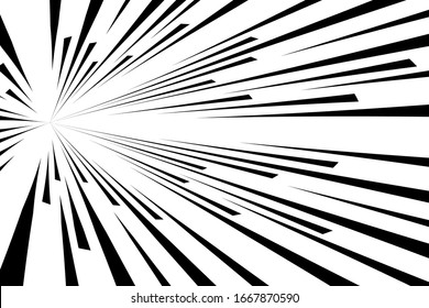 Schwarze geometrische Form in Geschwindigkeitsbewegung oder Explosion als Cartoon-Nutzung auf weißem Hintergrund