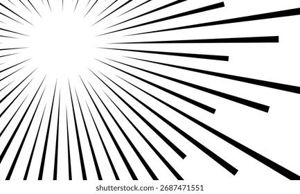 Schwarze geometrische Form in Geschwindigkeit Bewegung oder Explosion als Zeichentrickfilm Verwendung auf weißem Hintergrund, Modernes Design