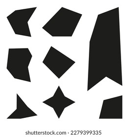 El efecto de esquina de las formas geométricas negras sobre el fondo blanco. Ilustración vectorial.