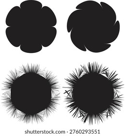 Black geometric shapes with spiky edges