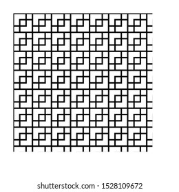 Black geometric squares pattern overlapping against a white background.