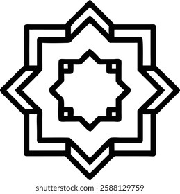 Black geometric star pattern representing Ramadan devotion, spirituality, and Islamic tradition.