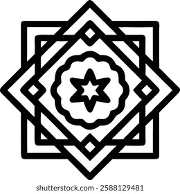 Black geometric star pattern symbolizing Ramadan tradition, spirituality, and Islamic art.