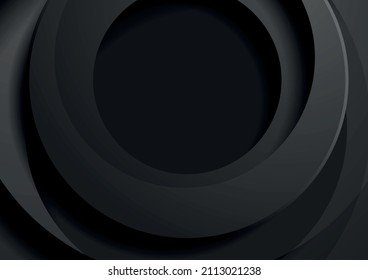 Schwarz-geometrischer, abstrakter technischer Hintergrund mit Kreisen. Vektordesign