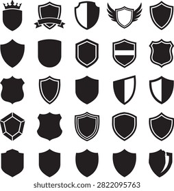 Black geometric of various containers, vessels, and receptacles in flat black geometric shapes