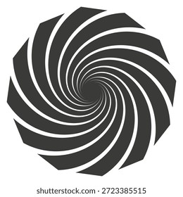 Logotipo preto do vórtice geométrico. Moldura de movimento surreal