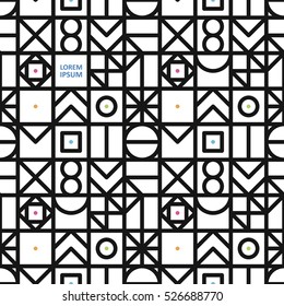 black geometrical seamless pattern with color points