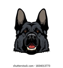 Black German Shepherd dog isolated outlined vector illustration