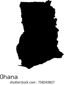 Black Ghana map vector silhouette