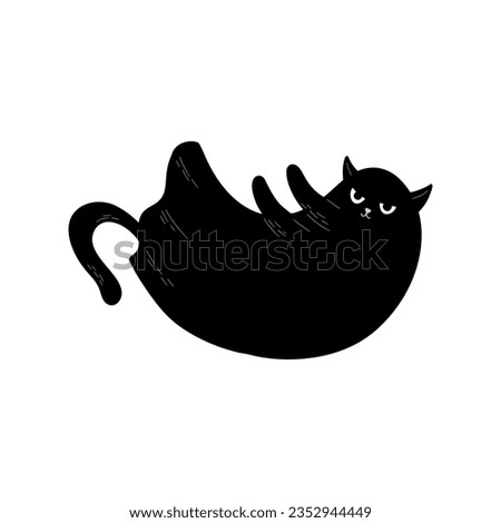 Black Ghost Cat. Halloween character illustration