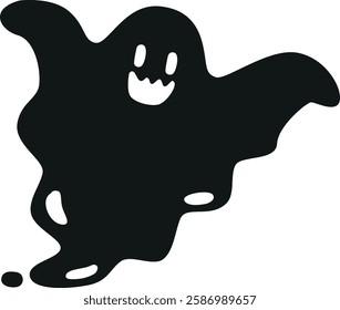 Black ghost halloween character vector illustration