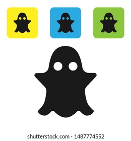 Black Ghost icon isolated on white background. Set icons colorful square buttons. Vector Illustration