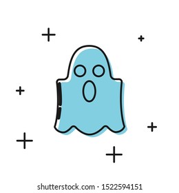 Black Ghost icon isolated on white background. Happy Halloween party.  Vector Illustration