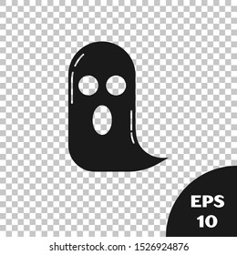 Black Ghost icon isolated on transparent background. Happy Halloween party.  Vector Illustration