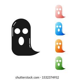 Black Ghost icon isolated on white background. Happy Halloween party. Set icons colorful. Vector Illustration