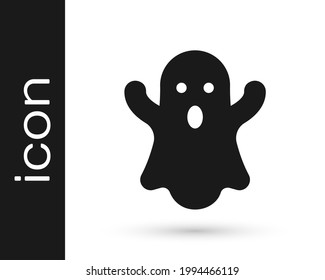 Black Ghost icon isolated on white background. Happy Halloween party.  Vector