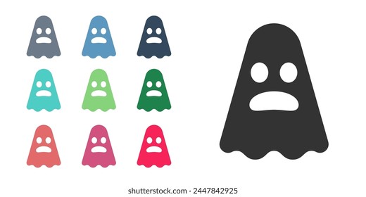 Black Ghost icon isolated on white background. Happy Halloween party. Set icons colorful. Vector