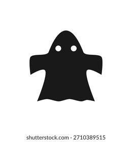 Icono de fantasma negro de fondo blanco