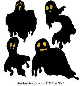 Black Ghost illustration halloween vector pack of boo