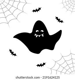 
Black ghost on a white background. Concept for Halloween. Vector illustration.