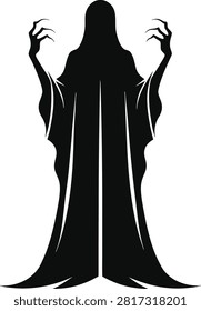 Black Ghost Silhouette with Clawed Hands