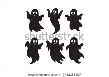 Black ghost silhouettes arranged in a grid, perfect for halloween themed designs and imagery.