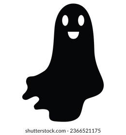 Black Ghost Vector Icon - Simple and Spooky Ghostly Illustration