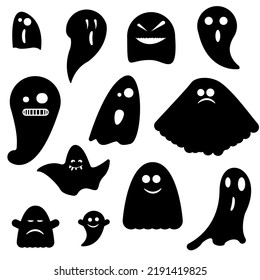 Black Ghosts On White Background Set Stock Vector (Royalty Free ...