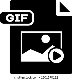 Black GIF file document. Download gif button icon isolated on white background. GIF file symbol.  Vector Illustration