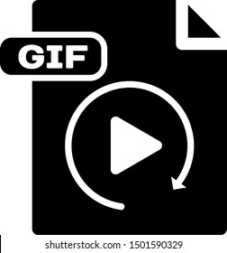 Black GIF file document. Download gif button icon isolated on white background. GIF file symbol.  Vector Illustration