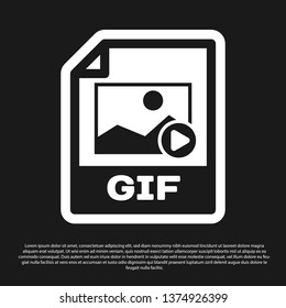 Black GIF file document icon. Download gif button icon isolated on black background. GIF file symbol. Vector Illustration