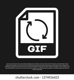 Black GIF file document icon. Download gif button icon isolated on black background. GIF file symbol. Vector Illustration