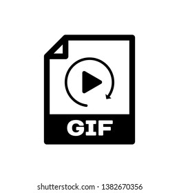 Black GIF file document icon. Download gif button icon isolated. GIF file symbol. Vector Illustration