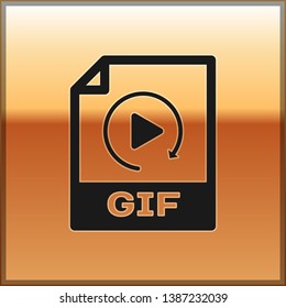 Black GIF file document icon. Download gif button icon isolated on gold background. GIF file symbol. Vector Illustration