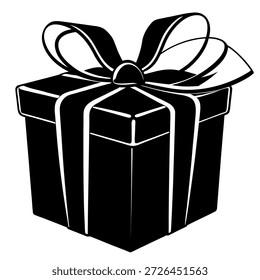 Diseño de caja de regalo negro sobre fondo blanco, archivo Eps.
