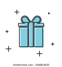 Black Gift box icon isolated on white background.  Vector Illustration